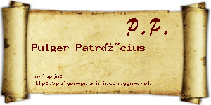 Pulger Patrícius névjegykártya